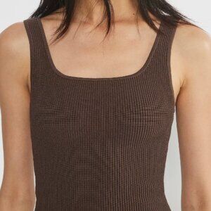 Aritzia Brown Babaton Sculpt Knit Squareneck Tank